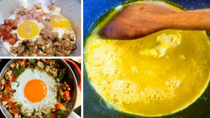 เก็บเอาไว้ สูตรการทำไข่กระทะ แบบเครื่องแน่น อาหารเช้าแบบเบาๆแต่มีประโยชน์